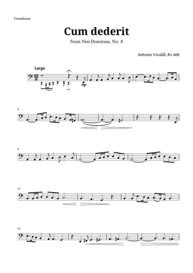 Cum dederit of Vivaldi for Trombone (arr. Langanho)