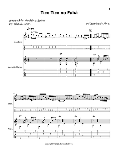 Tico Tico no fubá for Mandolin and Guitar (arr. FERNANDO LUIZ NEVES)