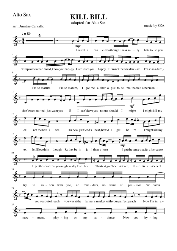 Kill Bill (arr. Dimitrie Carvalho)