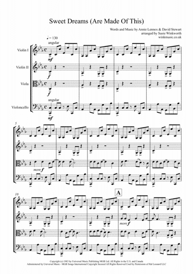 Sweet Dreams (Are Made Of This) (arr. Susie Winkworth winkmusic.co.uk)