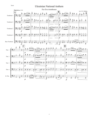 Ukrainian National Anthem (arr. C.S. Hadley)