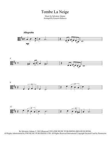 Tombe La Neige (arr. Kaiserin Rebecca)