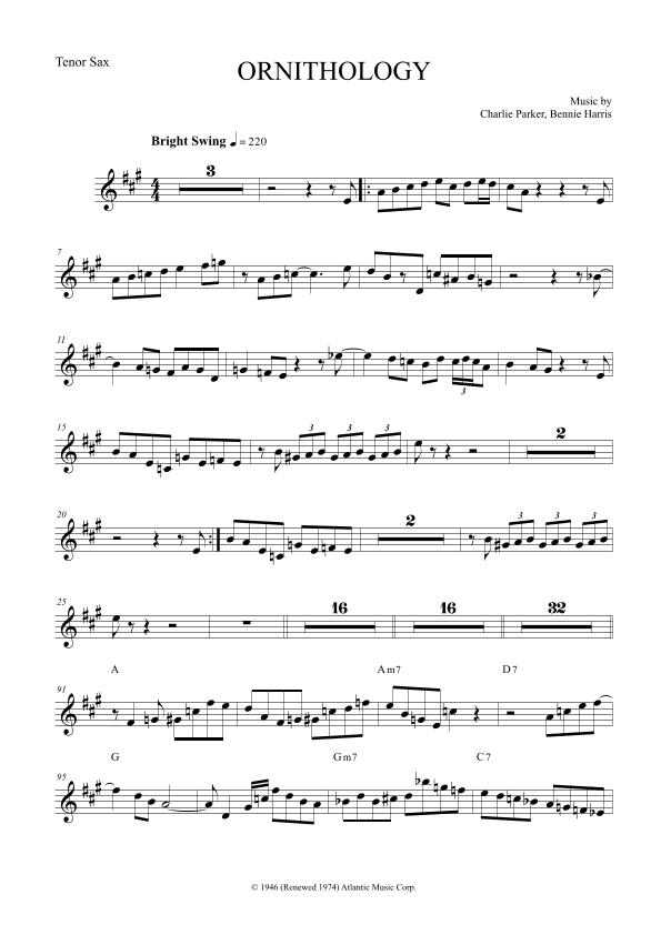 Ornithology (arr. The Sheet Music Library)