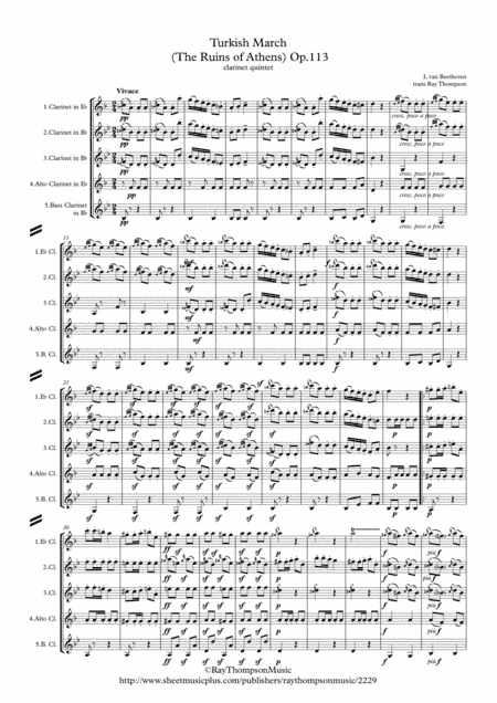 Beethoven: Turkish March (Ruins of Athens Op.113) - clarinet quintet (arr. Ray Thompson)