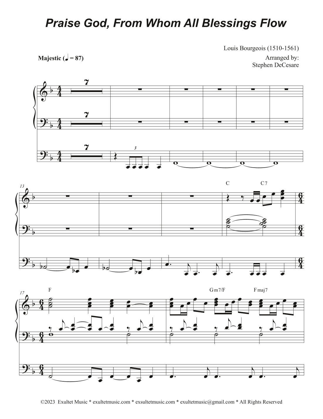 Praise God, From Whom All Blessings Flow (Accompaniment Package) (Brass Quartet - Alt.) (Key of F) (arr. Stephen DeCesare)