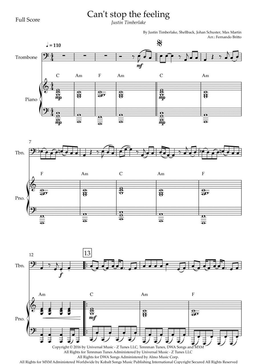 Can't Stop The Feeling! (arr. Fernando Britto)