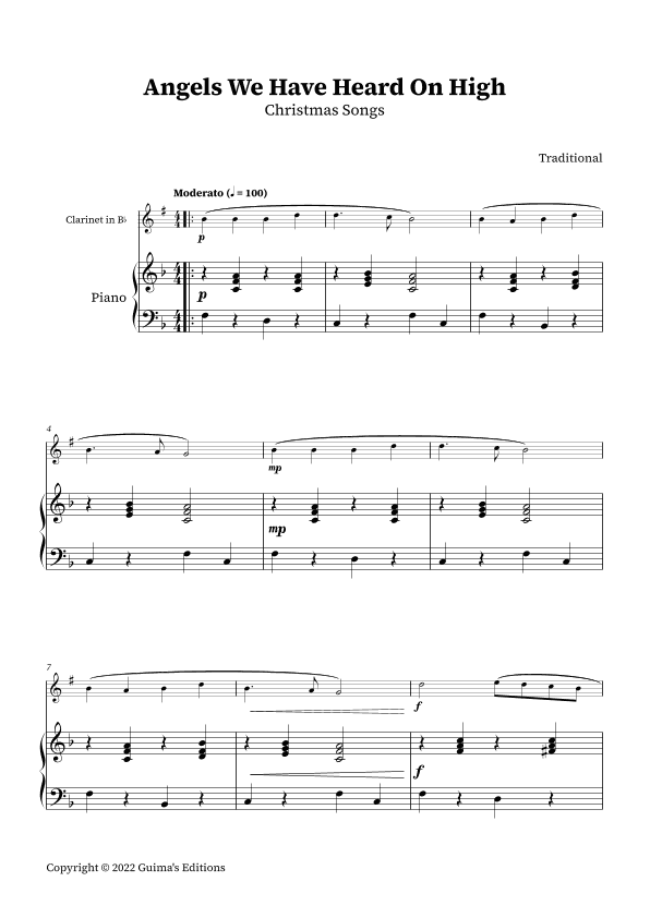 Angels We Have Heard On High (arr. Guima's Editions)