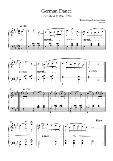 Five short melodic piano solo pieces with finger positions and mp3 (arr. PianoSheetNow)
