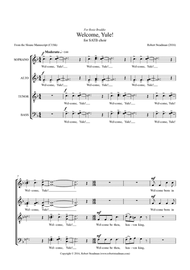 Welcome, Yule! (for unaccompanied SATB choir)