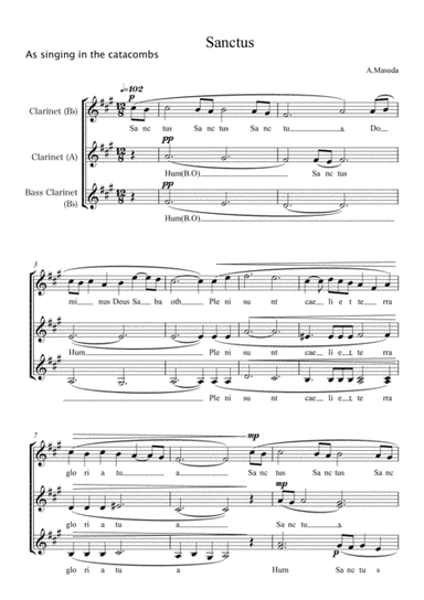 Mass song 'Sanctus' for three clarinets