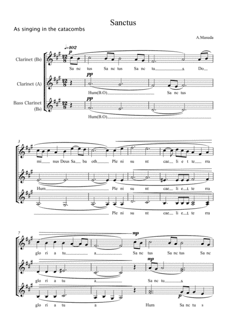 Mass song 'Sanctus' for three clarinets