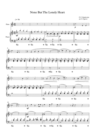 None But The Lonely Heart, Peter Ilyich Tchaikovsky, For Flute & Piano (arr. Eugene Egorov)