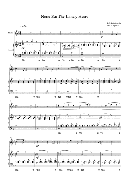 None But The Lonely Heart, Peter Ilyich Tchaikovsky, For Flute & Piano (arr. Eugene Egorov)