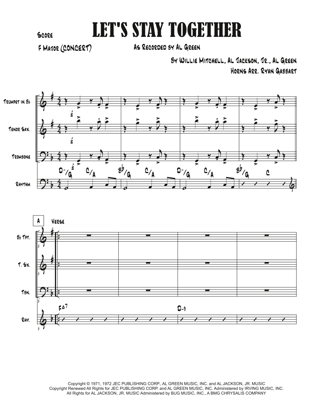 Let's Stay Together (arr. Ryan Gabbart)
