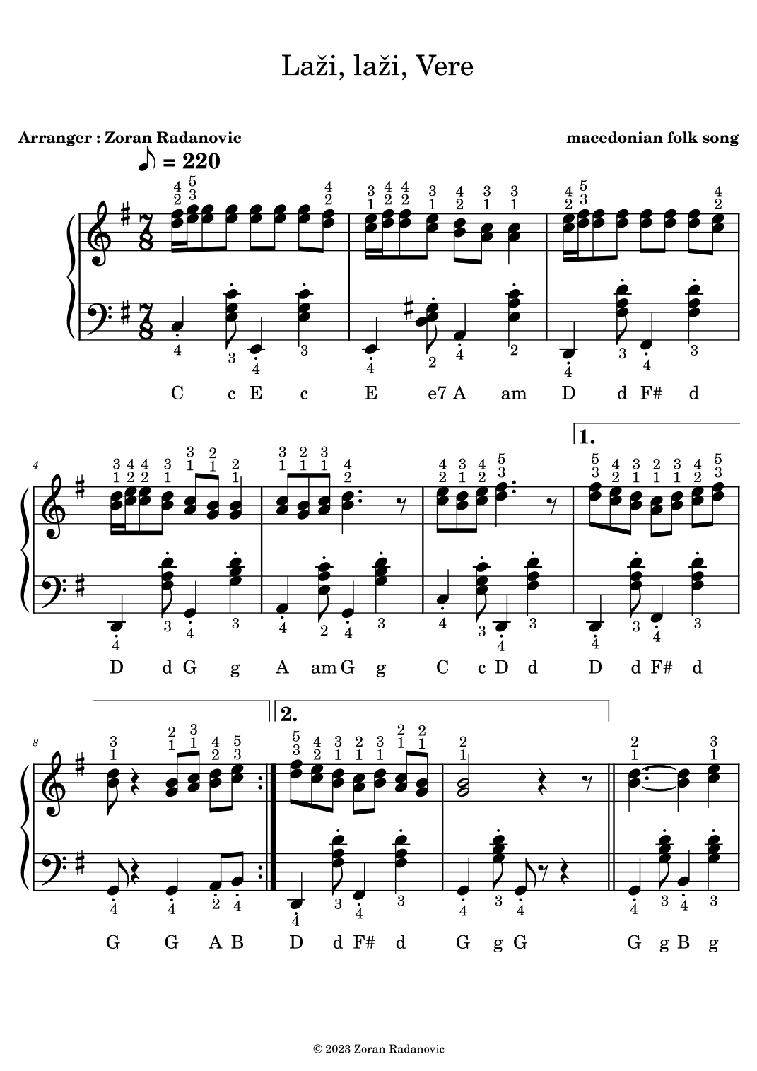 Laži, laži, Vere - for accordion (arr. Zoran Radanovic)