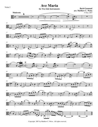 Ave Maria for Two Solo Instruments - Viola 2 (arr. Matthew C. Weiss)