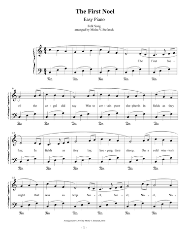 The First Noel, Easy Piano (arr. Misha Stefanuk)
