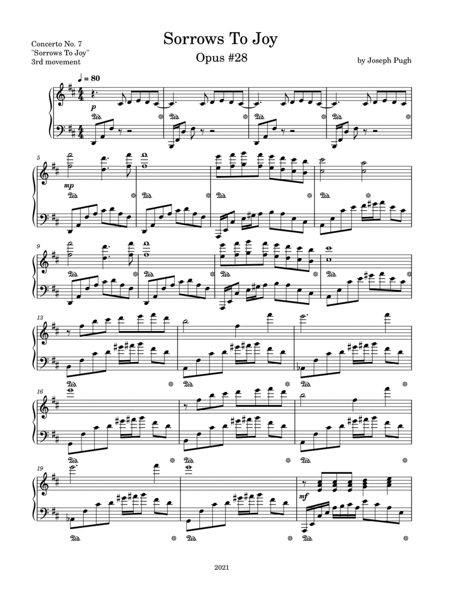 Concerto #7 Opus #28 In D Major (Sorrows To Joy)