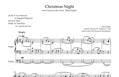Christmas Night - Free Canon on the Carol Silent Night (arr. Jasberger Music)