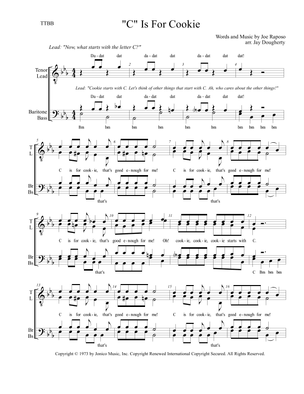 "c" Is For Cookie (arr. Jay Dougherty)