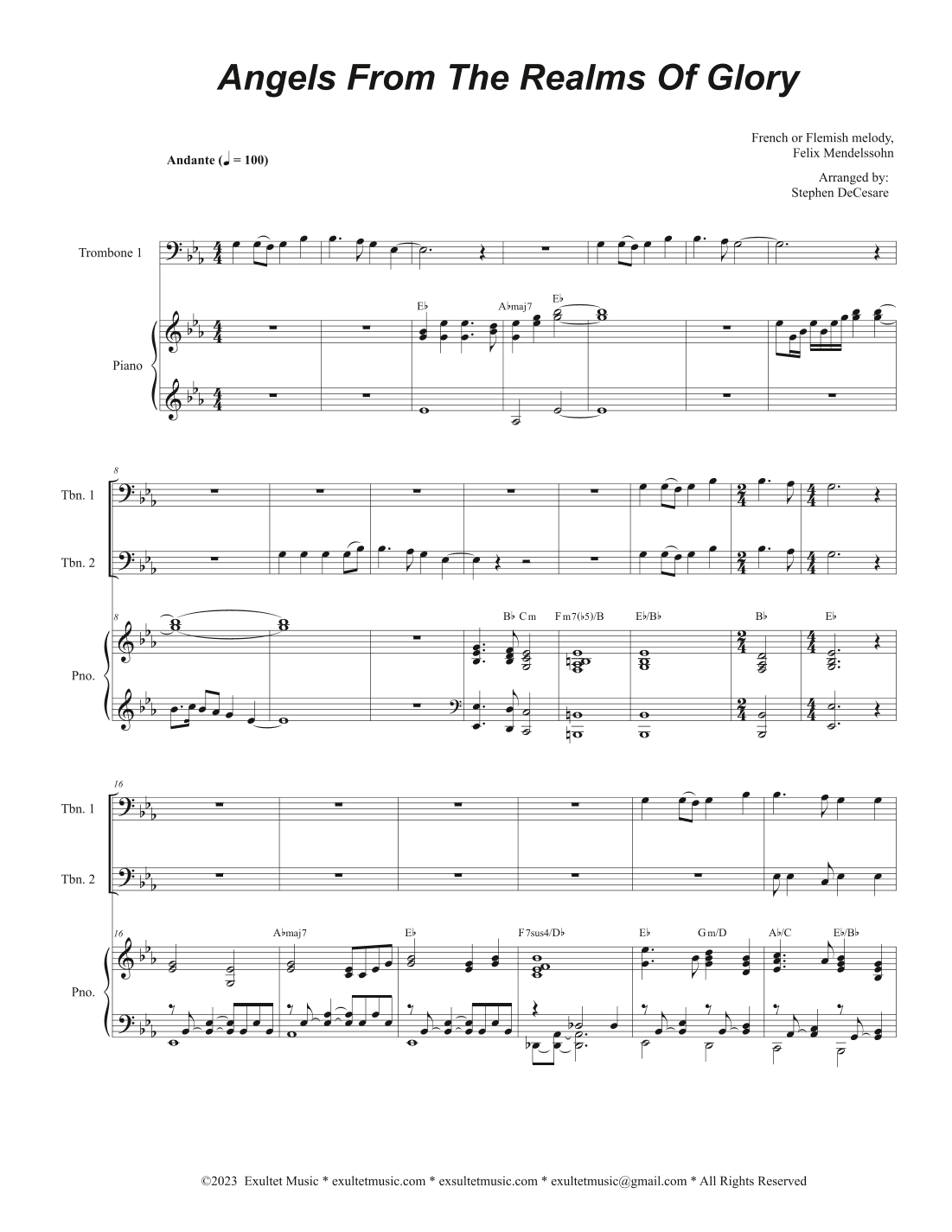 Angels From The Realms Of Glory (Trombone Duet) (arr. Stephen DeCesare)
