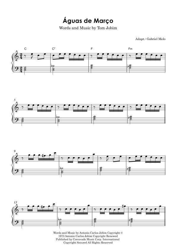 Águas De Março (waters Of March) (arr. Gabriel Melo)