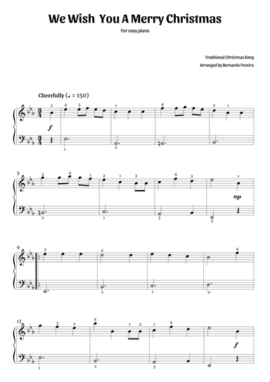 We Wish You A Merry Christmas (easy piano – Eb major) (arr. Bernardo Pereira)