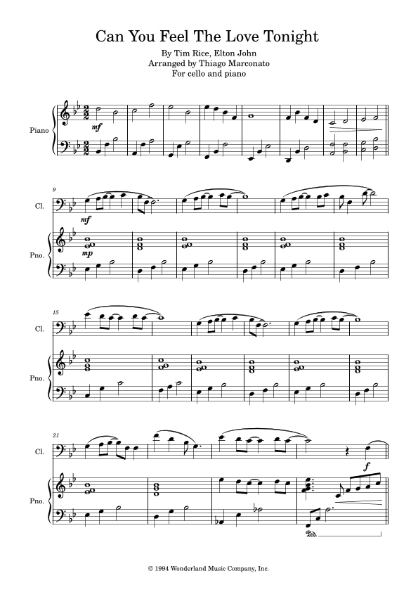 Can You Feel The Love Tonight (arr. Thiago Marconato)