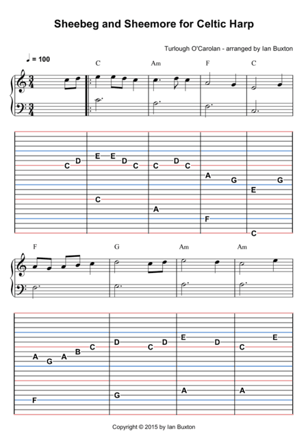 Sheebeg and Sheemore for Celtic or Folk Harp with Chords (arr. Ian Buxton)