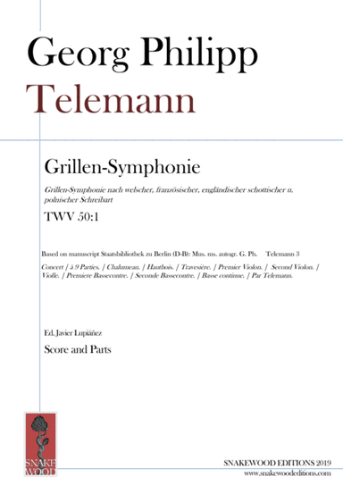 Telemann – Grillen-Symphonie TWV 50:1 (Score and parts PDF) (arr. Sneakwood Editions)