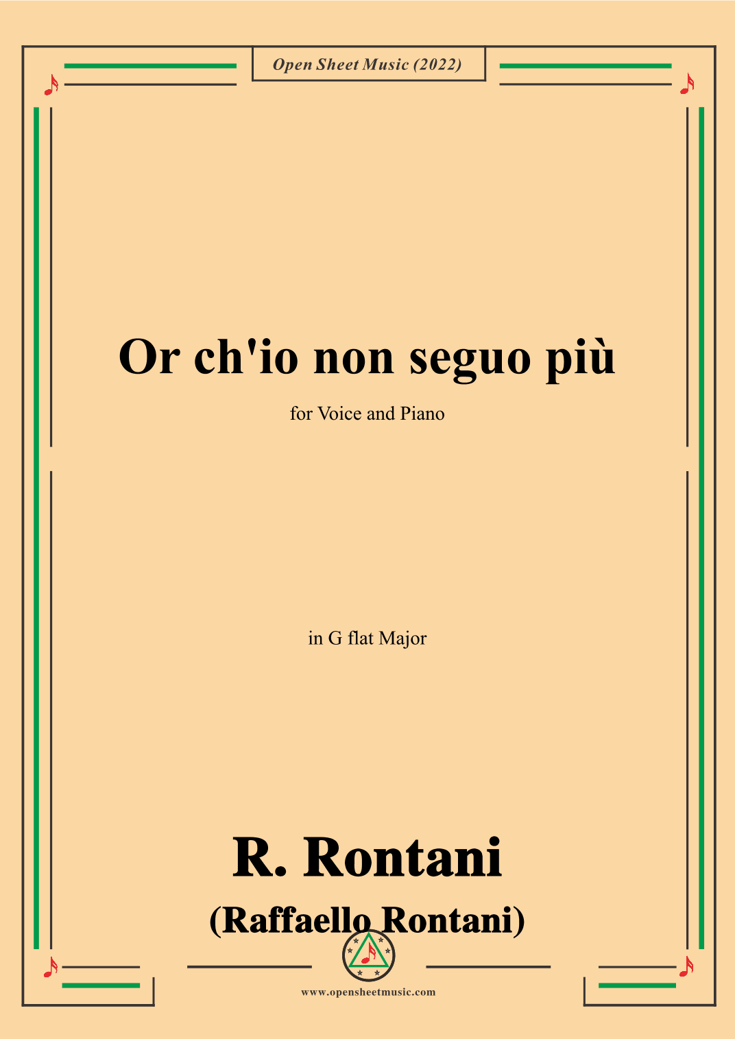 R. Rontani-Or ch'io non seguo più,in G flat Major (arr. OSM Press)