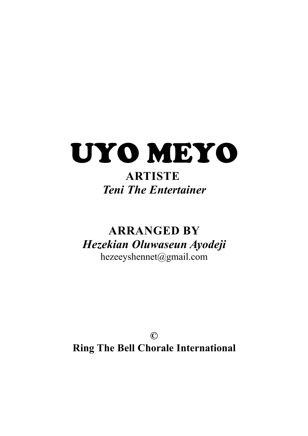 UYO MEYO (arr. Hezekiah Ayodeji)