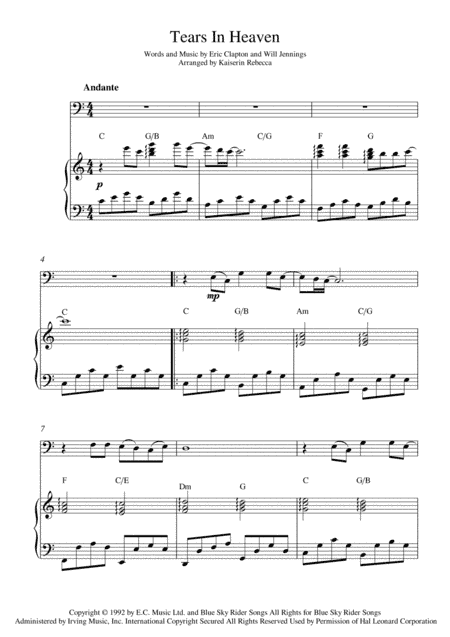 Tears In Heaven (arr. Kaiserin Rebecca)