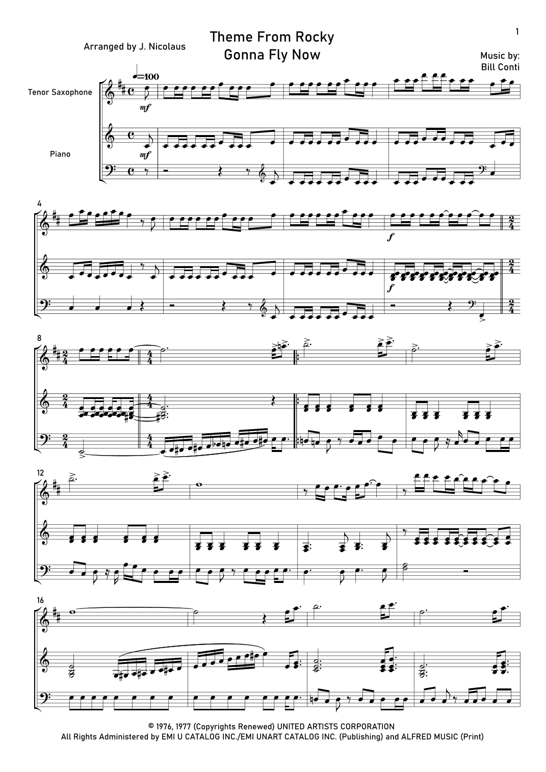 Gonna Fly Now (arr. John Nicolaus)