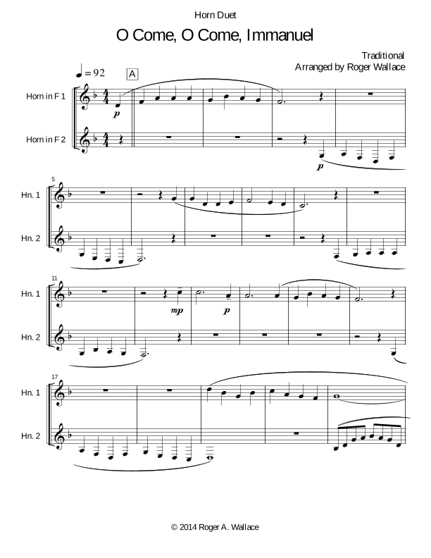 O Come, O Come, Immanuel (Emmanuel) (arr. Roger Wallace)