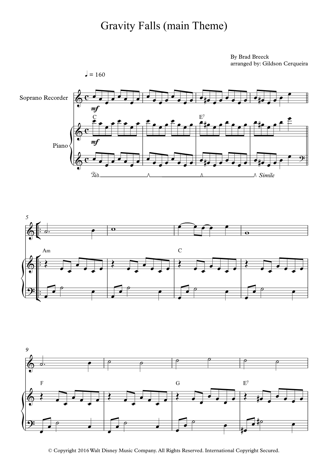 Gravity Falls (main Theme) (arr. Gildson Cerqueira)