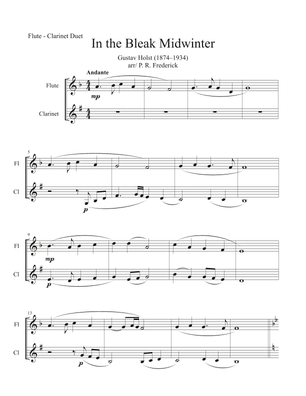 In the Bleak Midwinter (arr. P. R. Frederick)