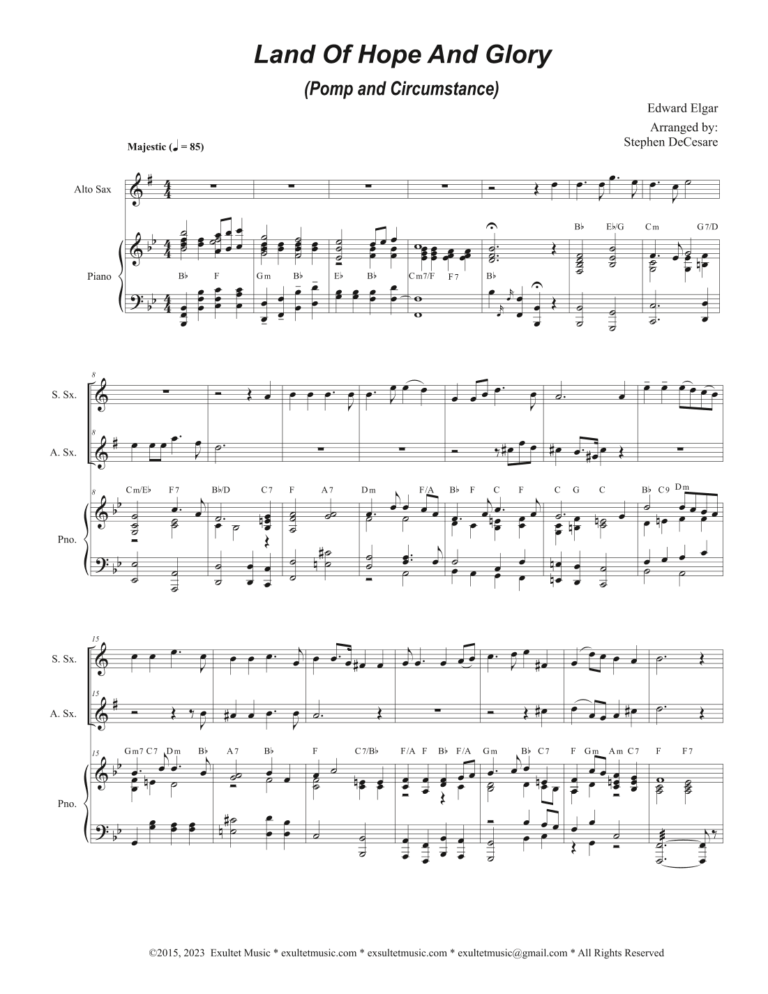 Land Of Hope And Glory (Pomp and Circumstance) (Duet for Soprano and Alto Saxophone) (arr. Stephen DeCesare)