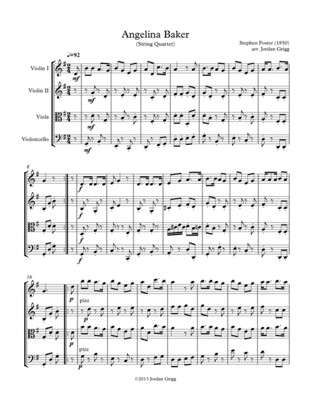 Angelina Baker (String Quartet) (arr. Jordan Grigg)