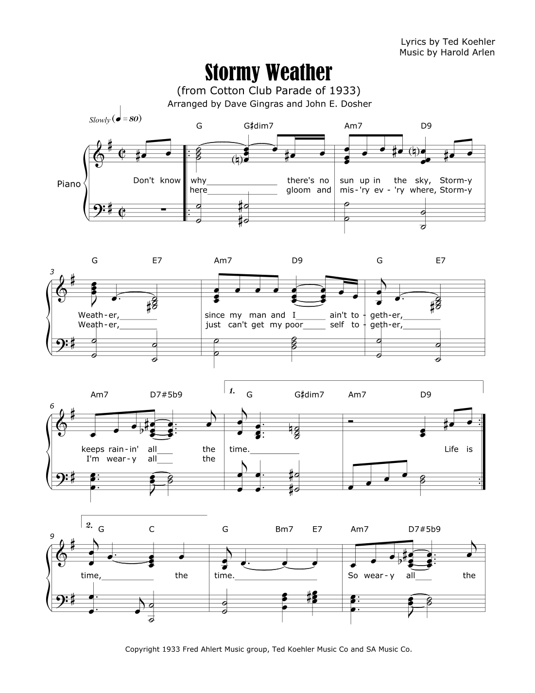 Stormy Weather (keeps Rainin' All The Time) (arr. Dave Gingras and John E. Dosher)