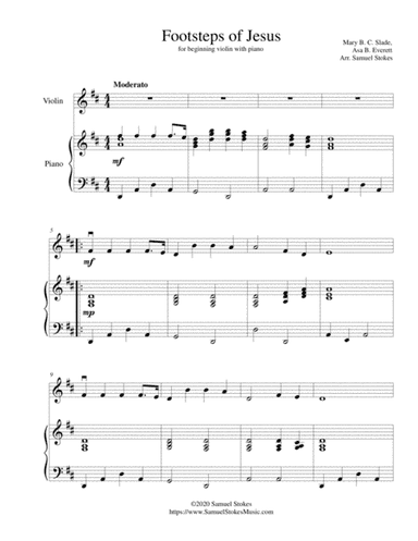 Footsteps of Jesus - for beginning violin with optional piano accompaniment (arr. Samuel Stokes)