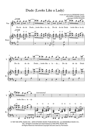 Dude (looks Like A Lady) (arr. Chris Drohan)