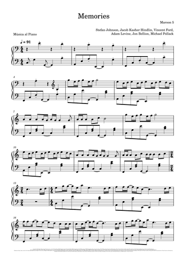 Memories (arr. Música al Piano)