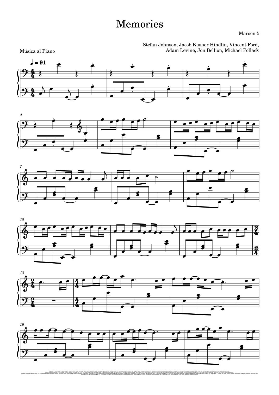 Memories (arr. Música al Piano)