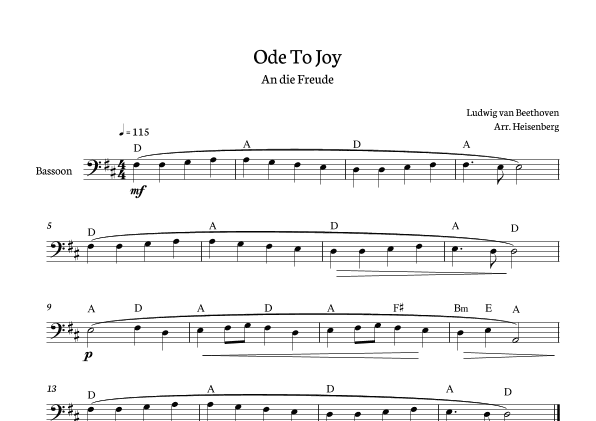 Beethoven - Ode To Joy for Basson. (arr. Heisenberg)
