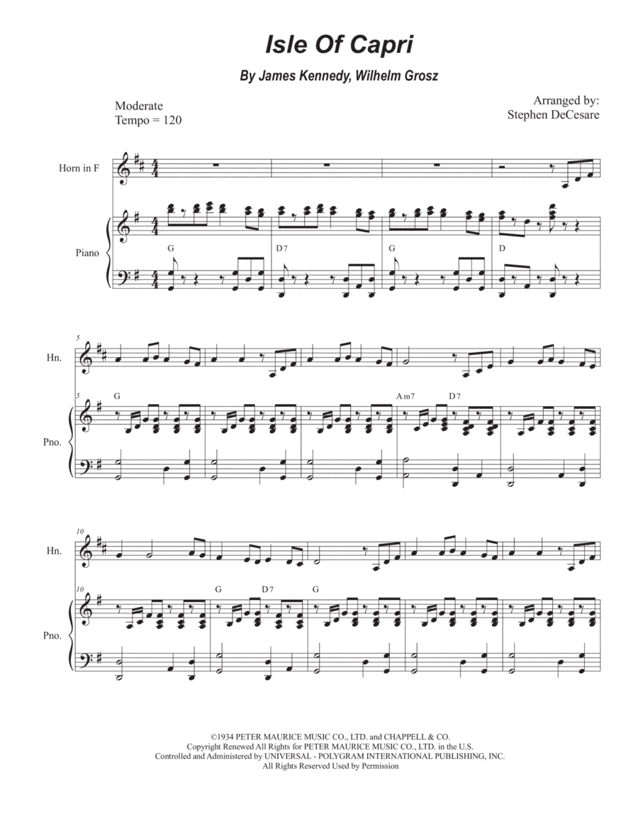 Isle Of Capri (arr. Stephen DeCesare)