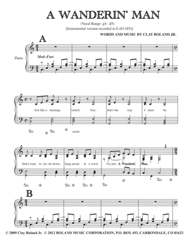 A WANDERIN’ MAN (BARITONE VERSION)