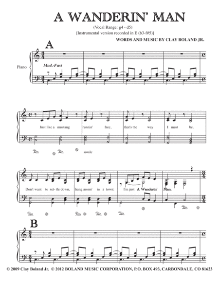 A WANDERIN’ MAN (BARITONE VERSION)