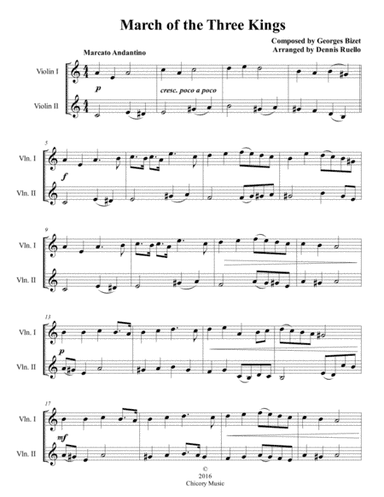 March of the Three Kings - Violin Duet - Intermediate (arr. Dennis Ruello)