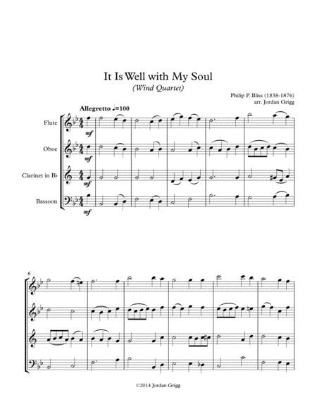 It Is Well with My Soul (Wind Quartet) (arr. Jordan Grigg)